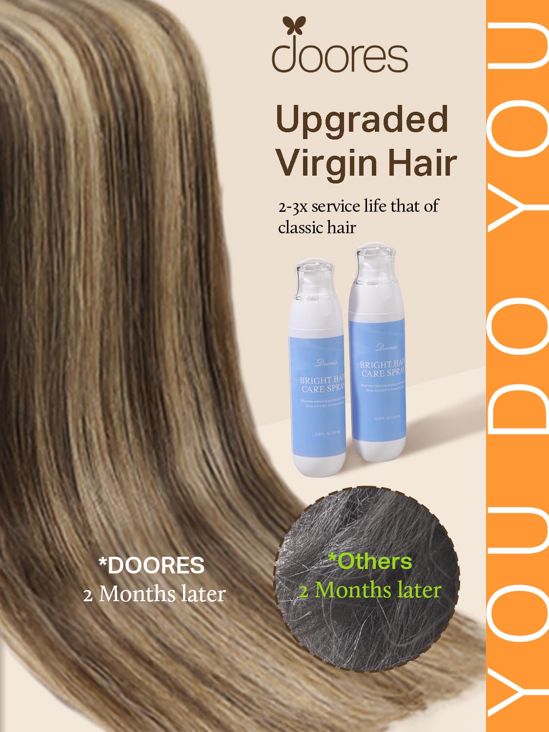 DOORES Tape in Hair Extensions 40 pieces packaging