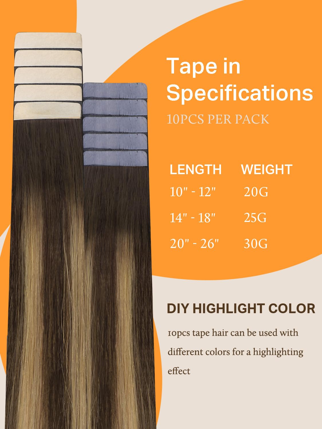 DOORES Tape In Hair Extensions 50g colour options