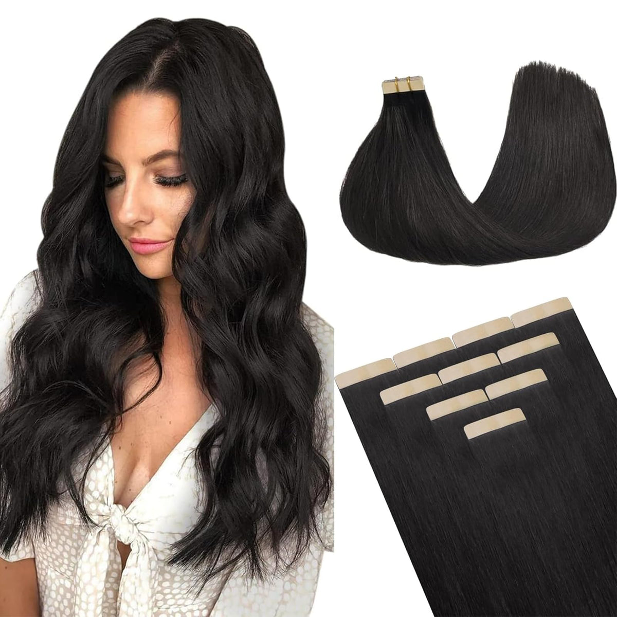 DOORES Tape In Hair Extensions 50g front view