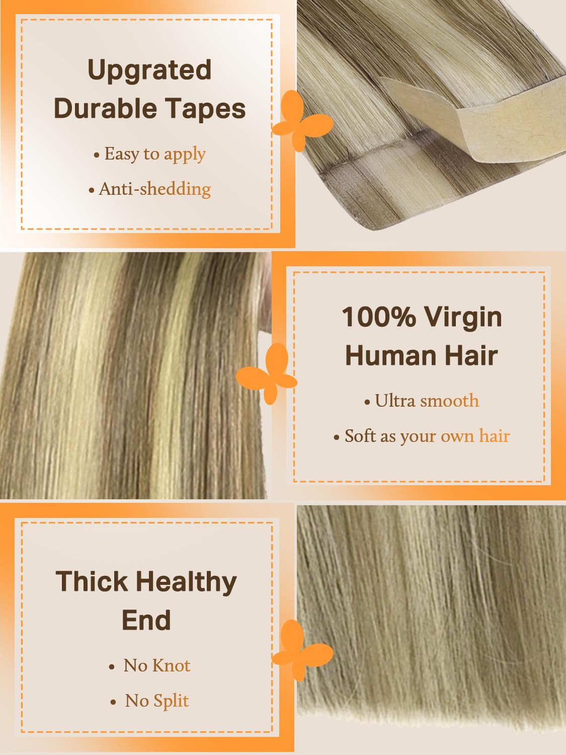 DOORES Tape in Hair Extensions 80g various colour options displayed