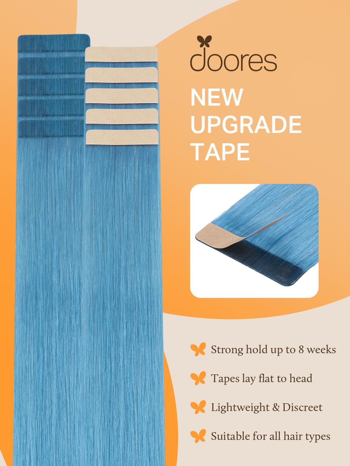 DOORES Tape In Hair Extensions applied to hair