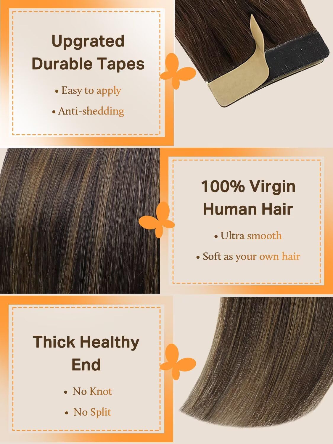 DOORES Tape in Hair Extensions close-up of tape