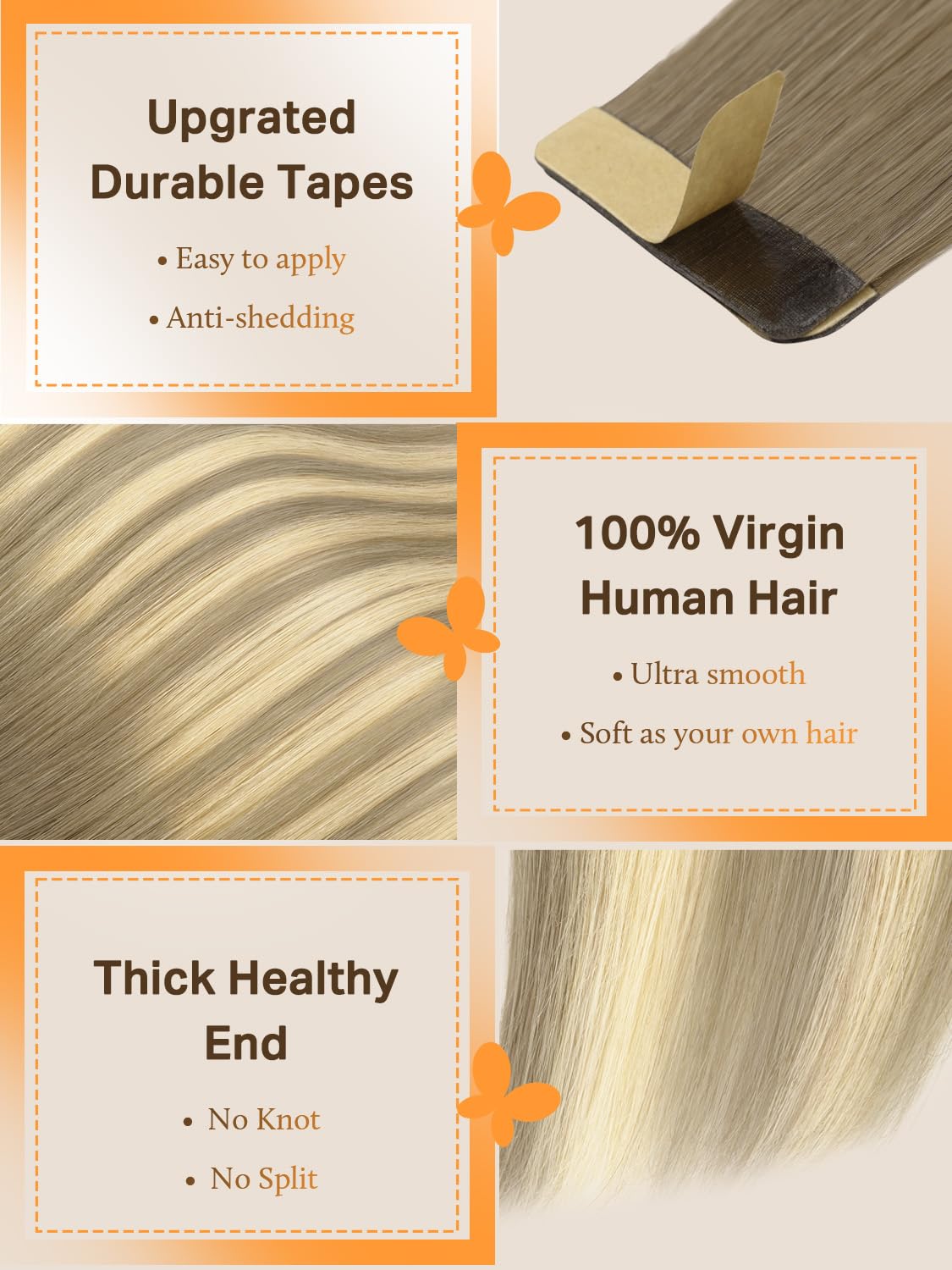 DOORES Tape in Hair Extensions close-up of tape