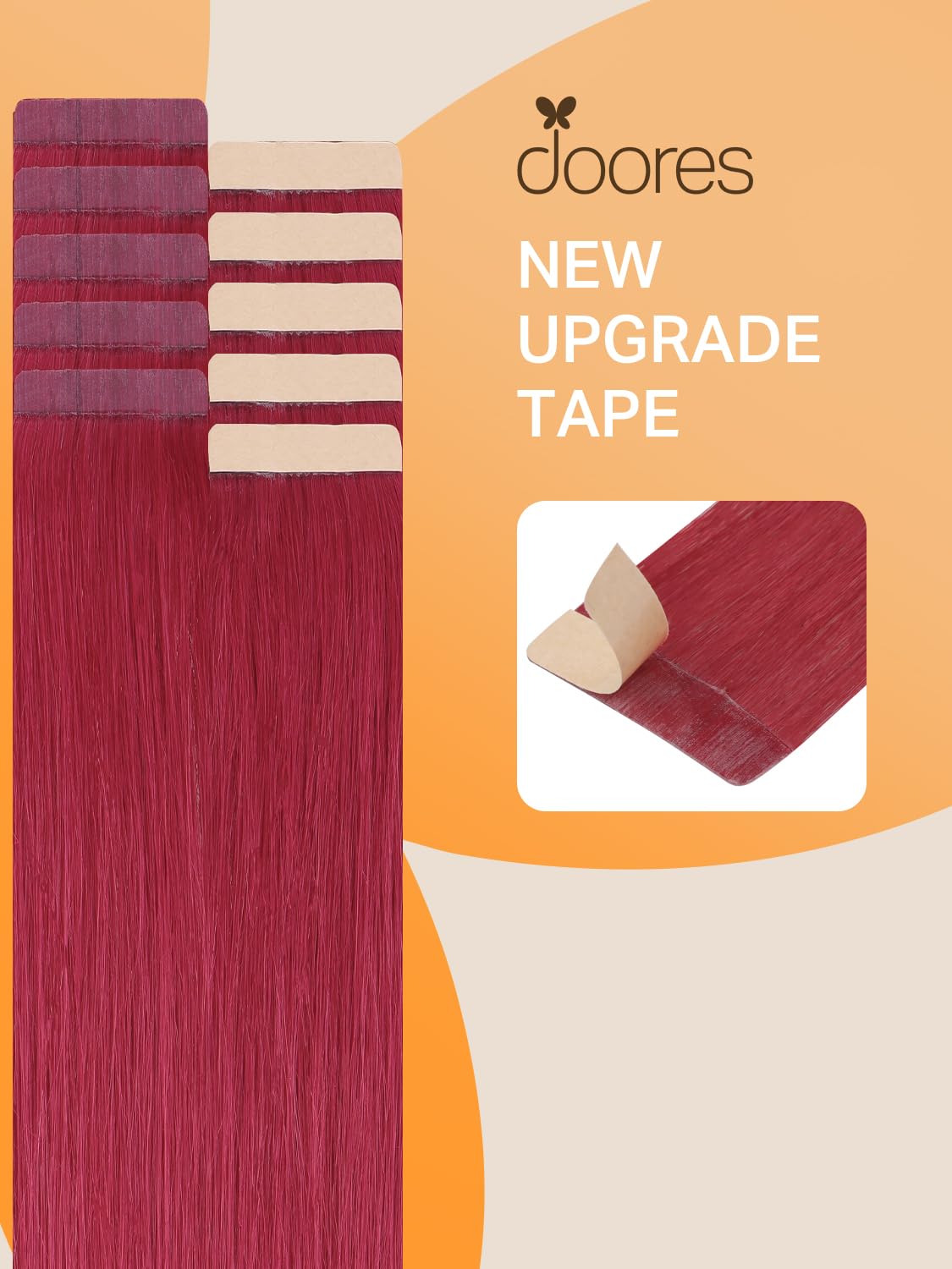 DOORES Tape In Hair Extensions close-up of tape adhesive