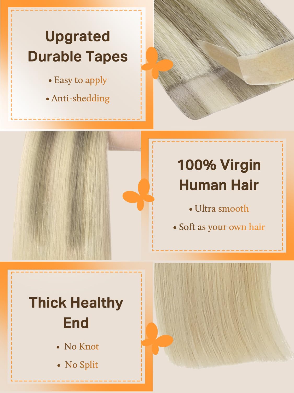DOORES Tape in Hair Extensions close-up of the tape