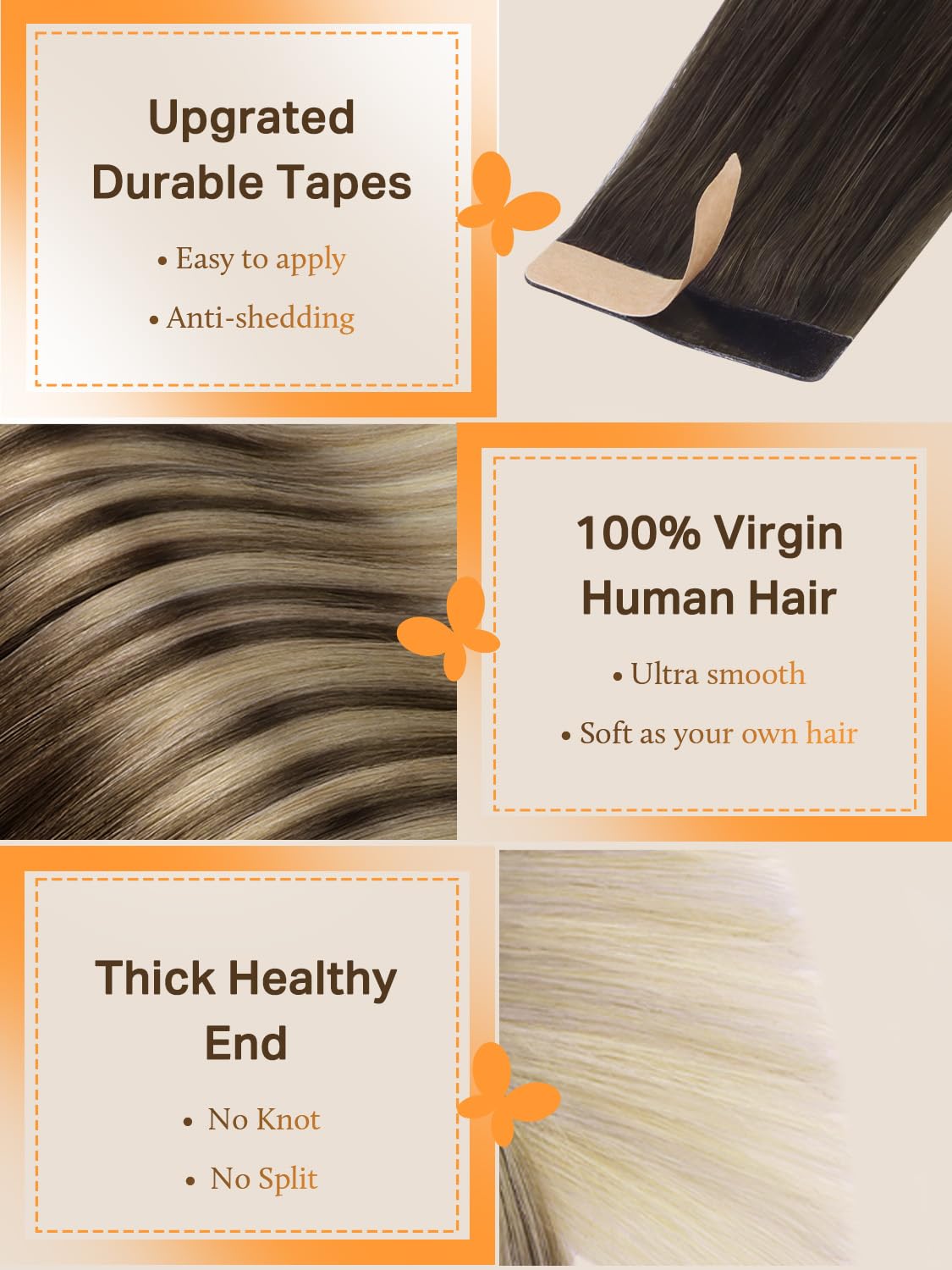 DOORES Tape in Hair Extensions close-up of transparent tape