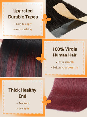 DOORES Tape in Hair Extensions close-up of transparent tape