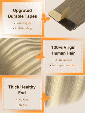 DOORES Tape in Hair Extensions close-up of transparent tape