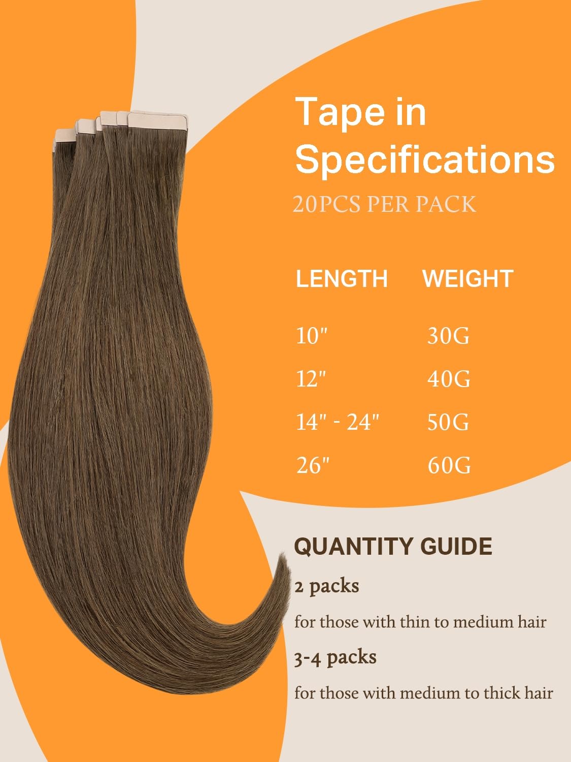 DOORES Tape in Hair Extensions colour options display
