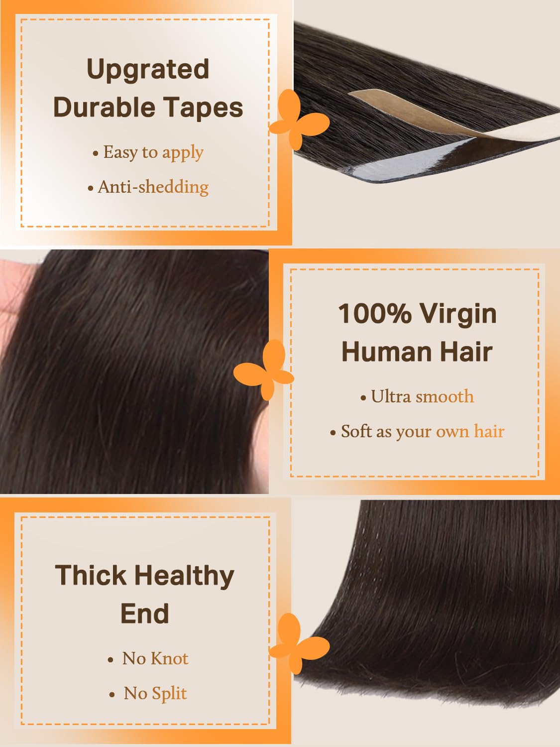 DOORES Tape in Hair Extensions different colour options