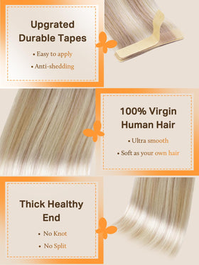 DOORES Tape In Hair Extensions displayed in different shades