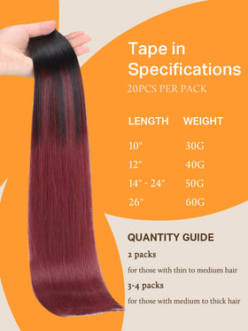 DOORES Tape in Hair Extensions displayed in various colors