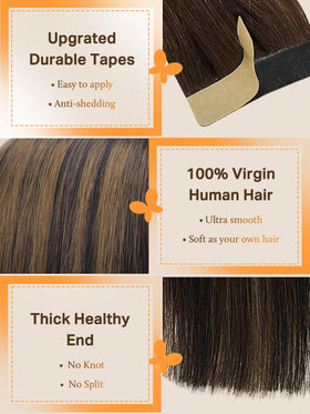 DOORES Tape in Hair Extensions displayed in various colours