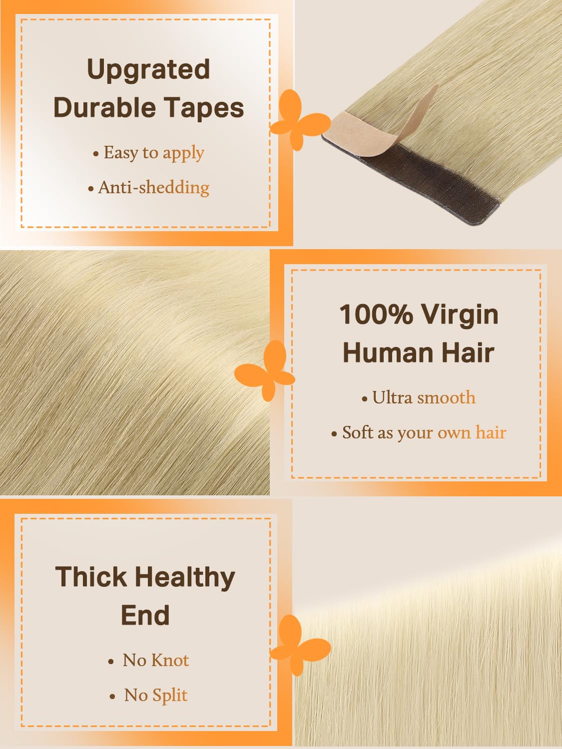 DOORES Tape in Hair Extensions displayed in various colours
