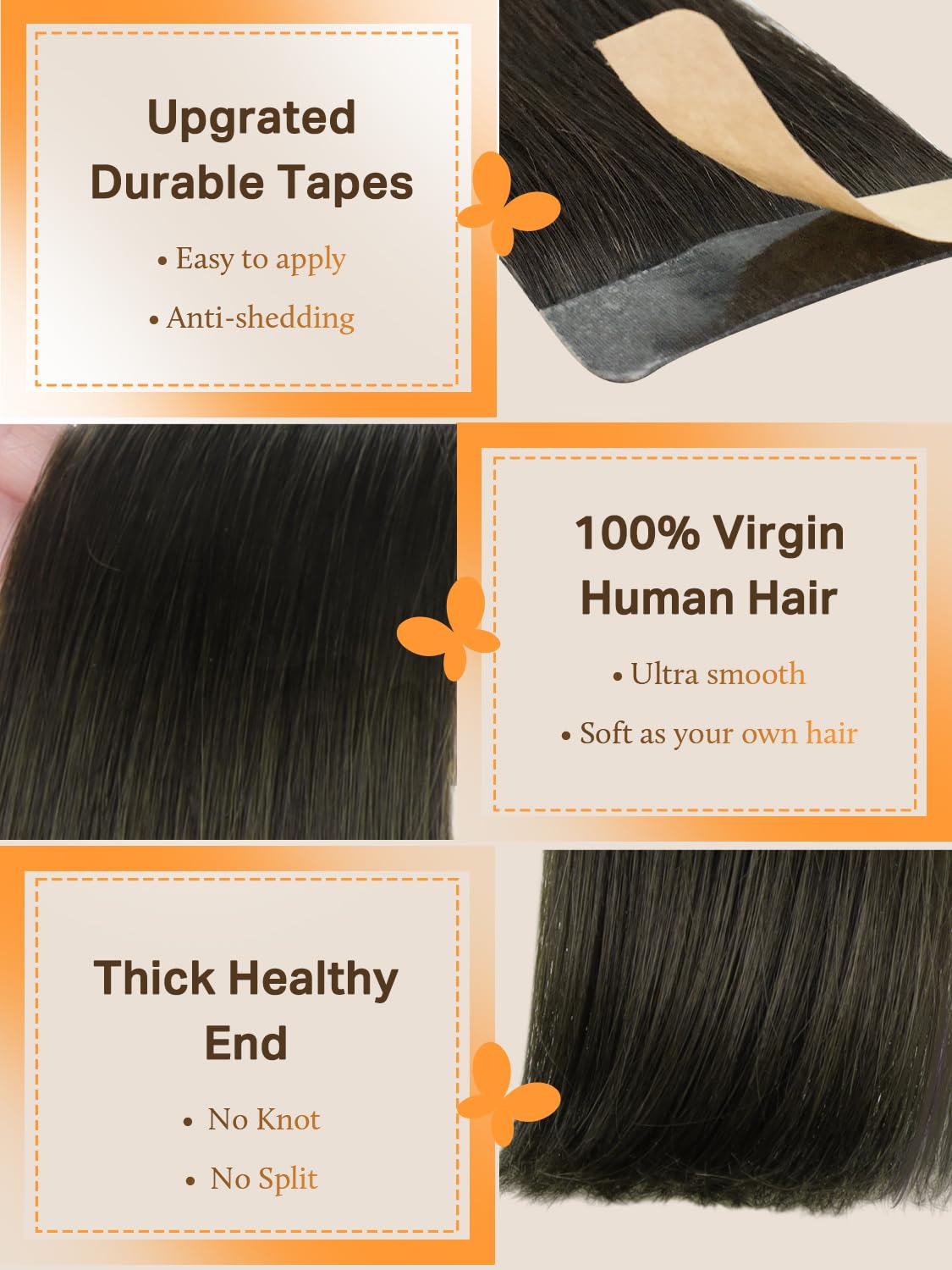 DOORES Tape in Hair Extensions displayed in various colours