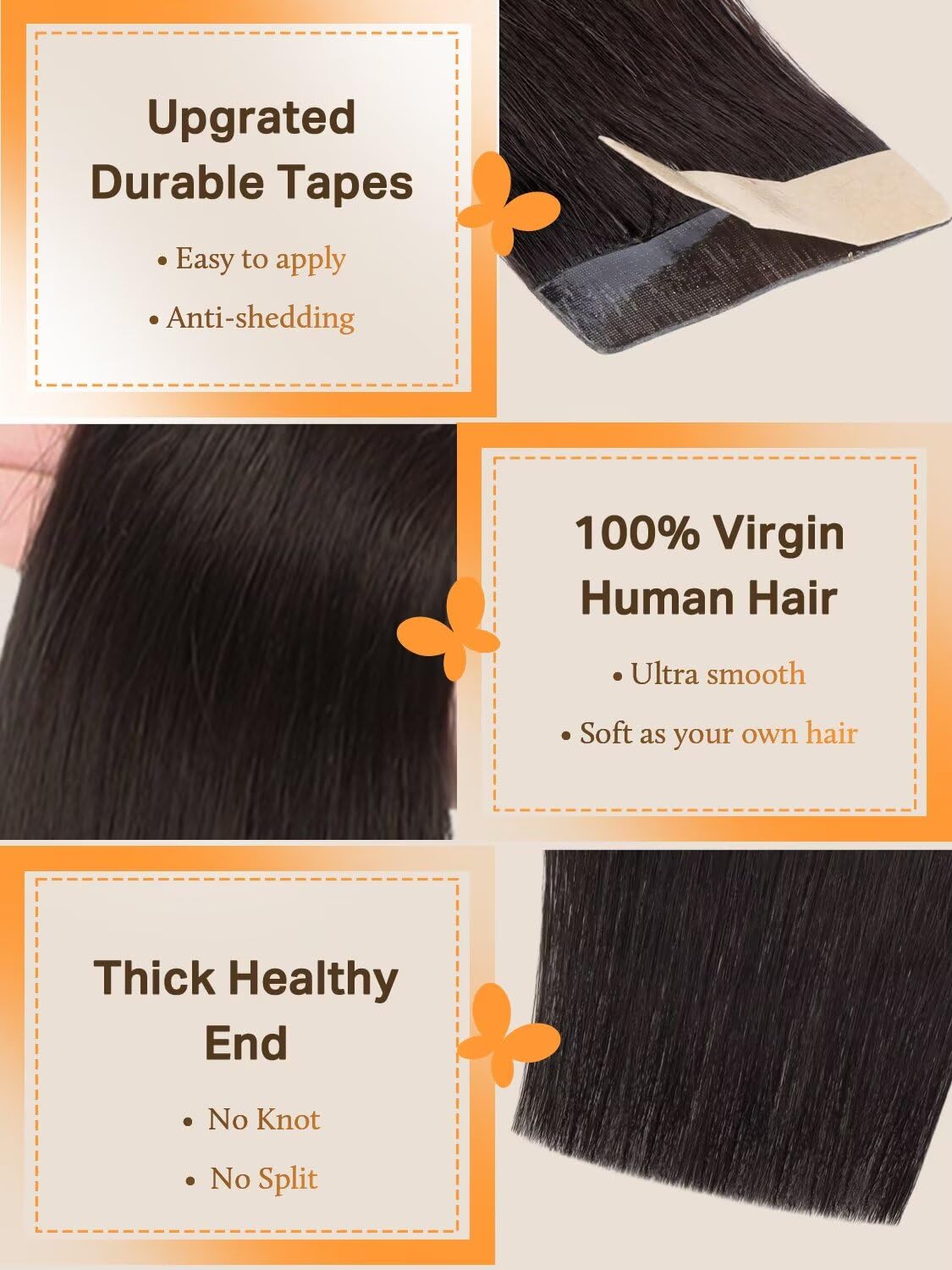 DOORES Tape in Hair Extensions displayed in various popular colours