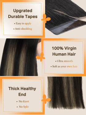DOORES Tape In Hair Extensions displayed in various shades