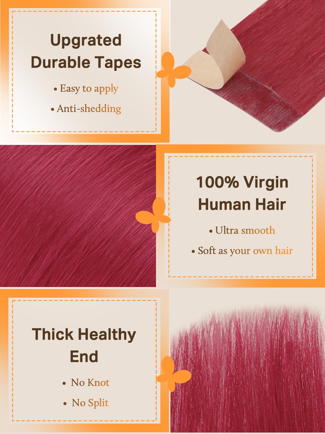 DOORES Tape In Hair Extensions displayed with colour options