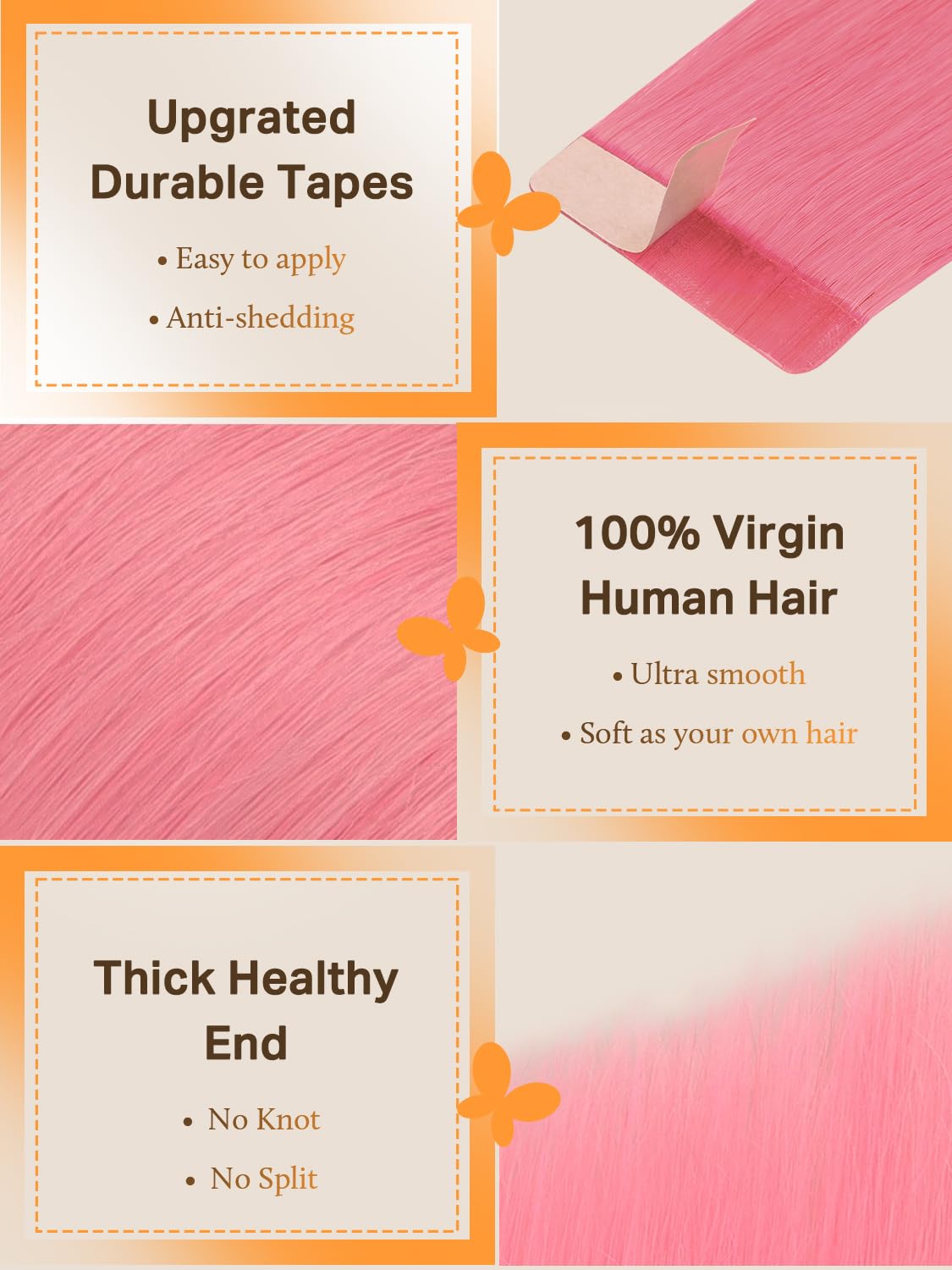 DOORES Tape In Hair Extensions displayed with colour options