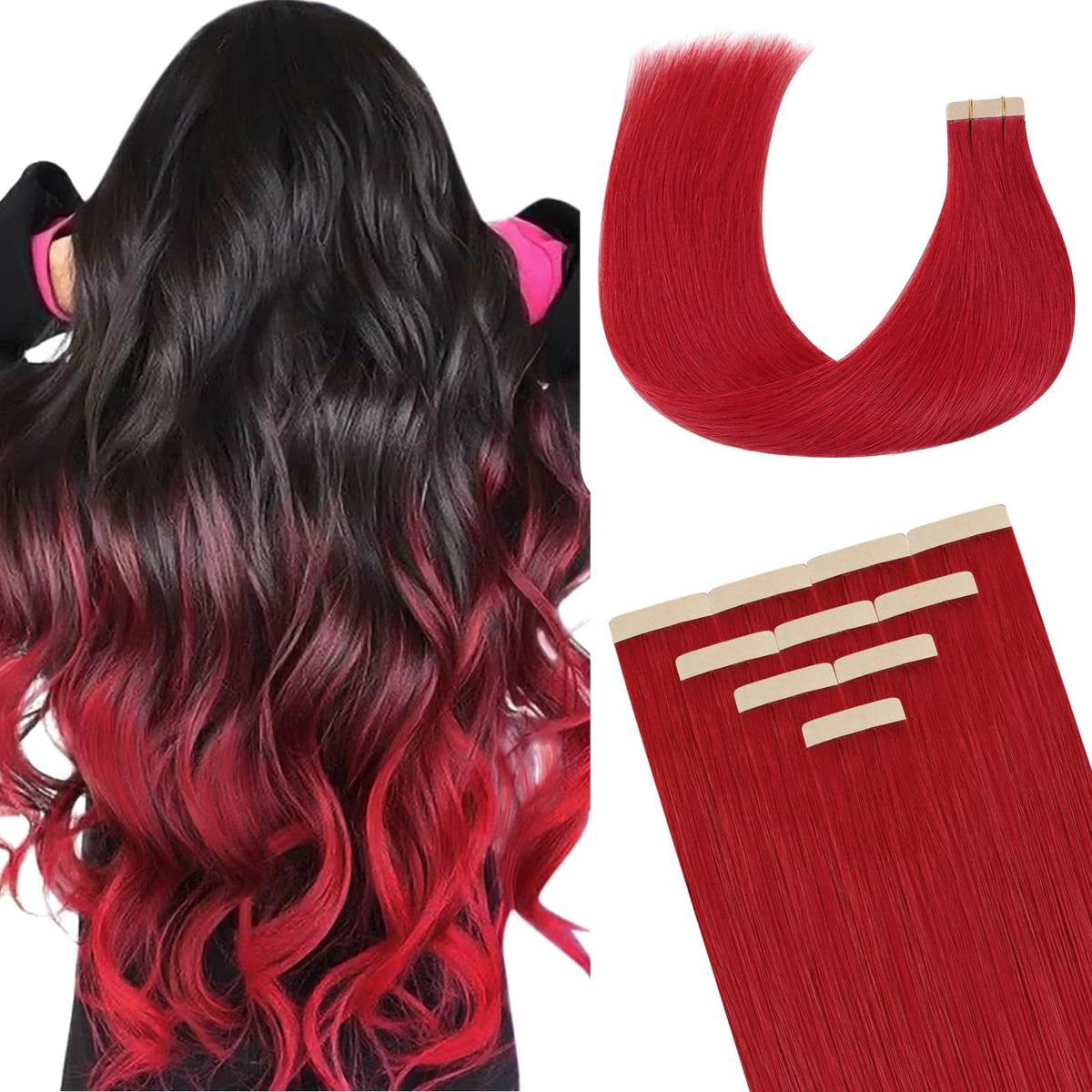 DOORES Tape In Hair Extensions front view with packaging