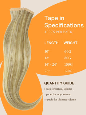 DOORES Tape in Hair Extensions in different colour options