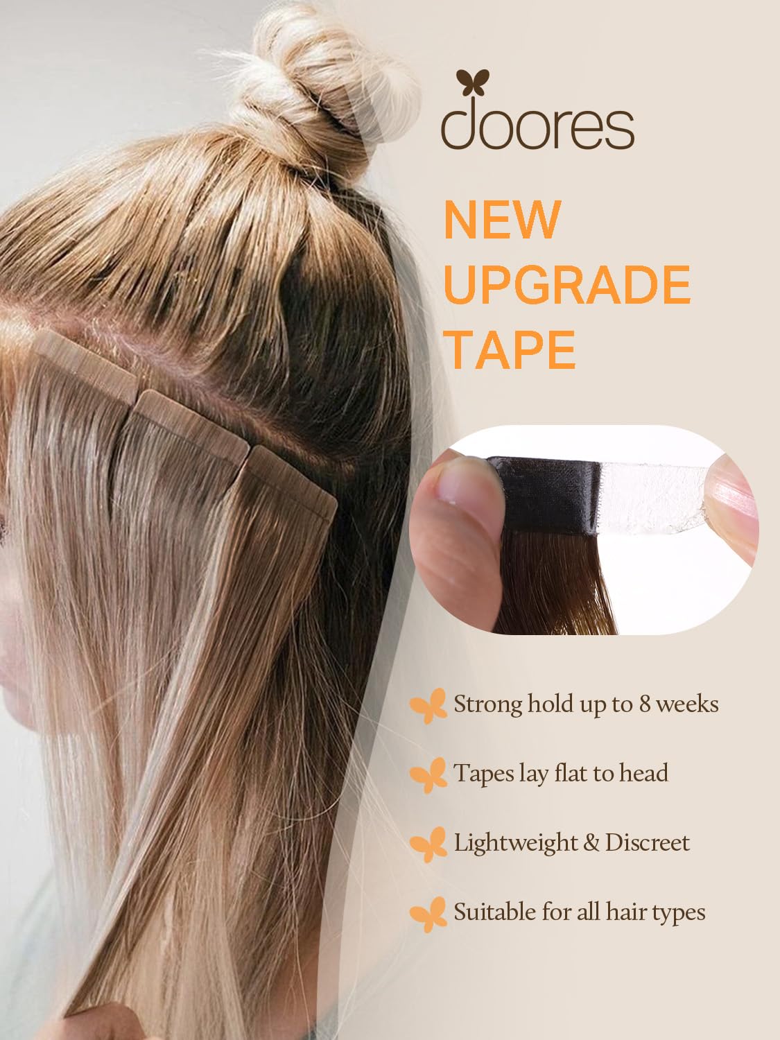 DOORES Tape in Hair Extensions in popular balayage colour