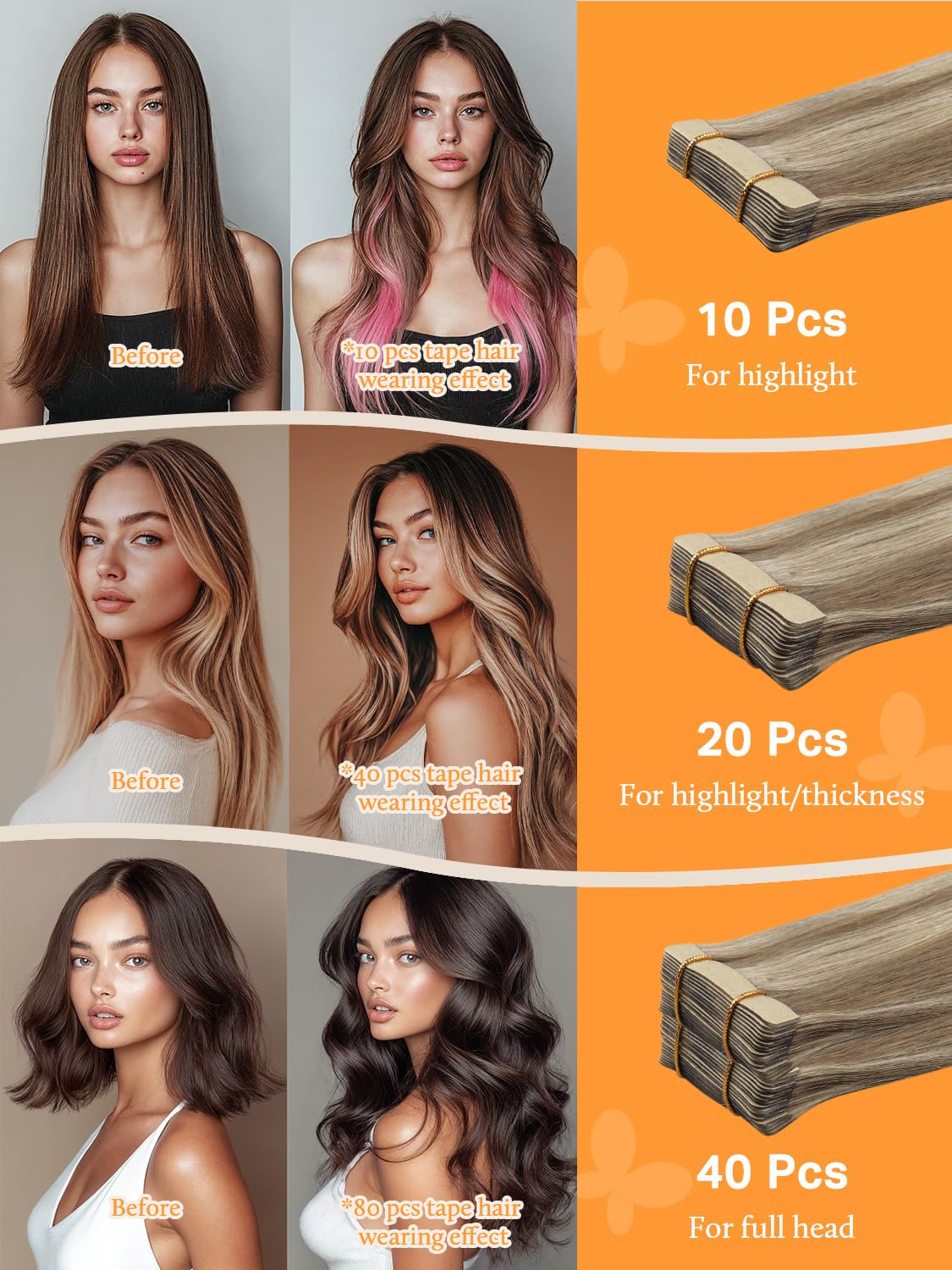 DOORES Tape in Hair Extensions in popular balayage colour