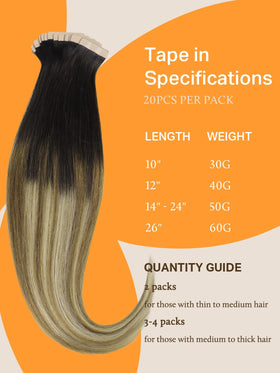 DOORES Tape in Hair Extensions in solid shade