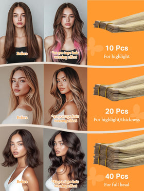DOORES Tape in Hair Extensions in solid shade