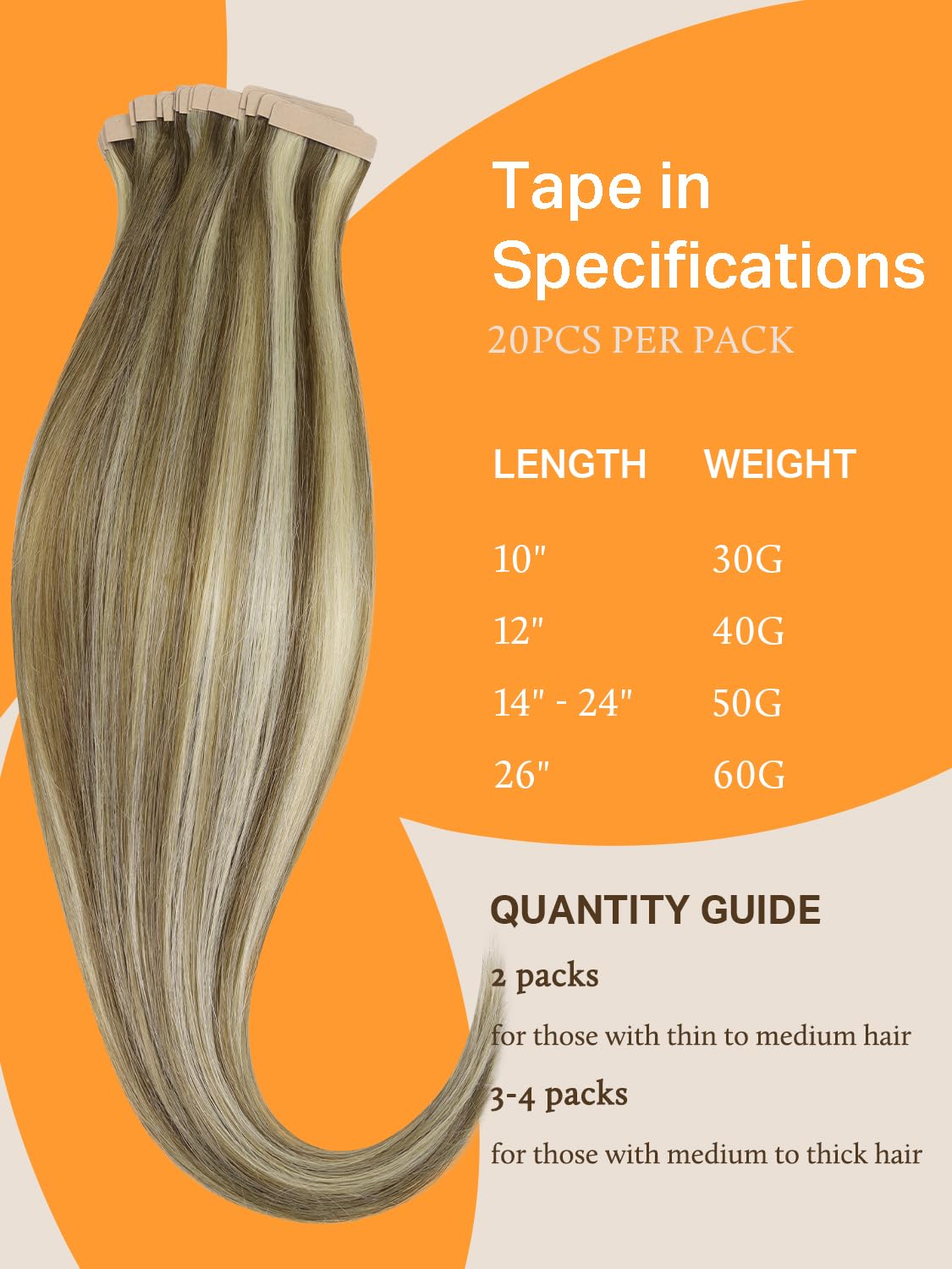 DOORES Tape in Hair Extensions in various colours
