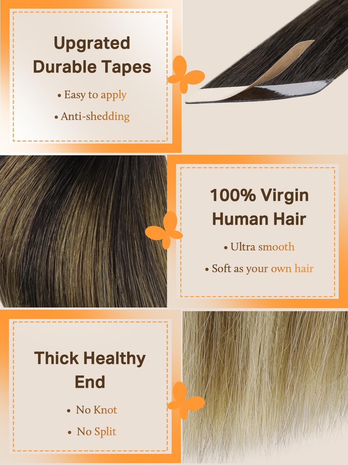 DOORES Tape in Hair Extensions in various colours display