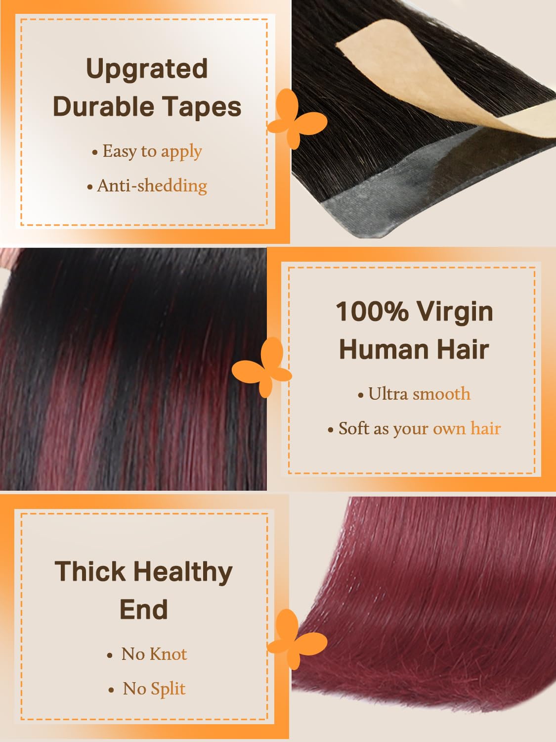DOORES Tape in Hair Extensions in various popular colors