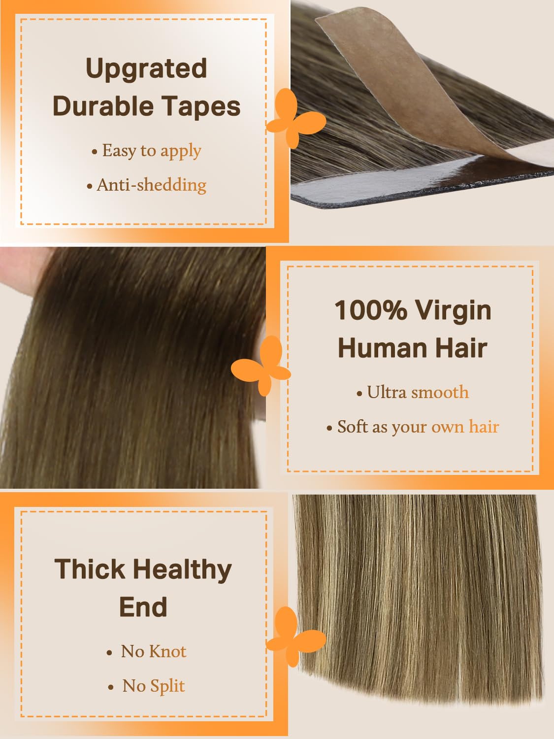 DOORES Tape in Hair Extensions in various shades