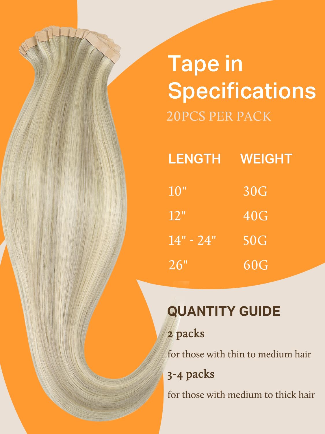 DOORES Tape in Hair Extensions length comparison