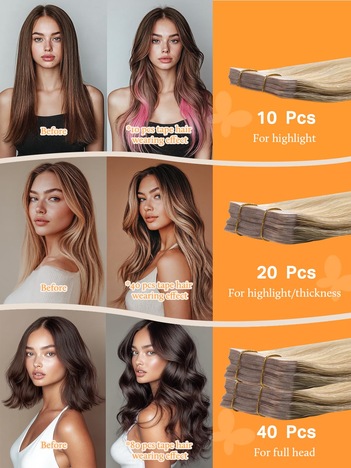 DOORES Tape in Hair Extensions on a model