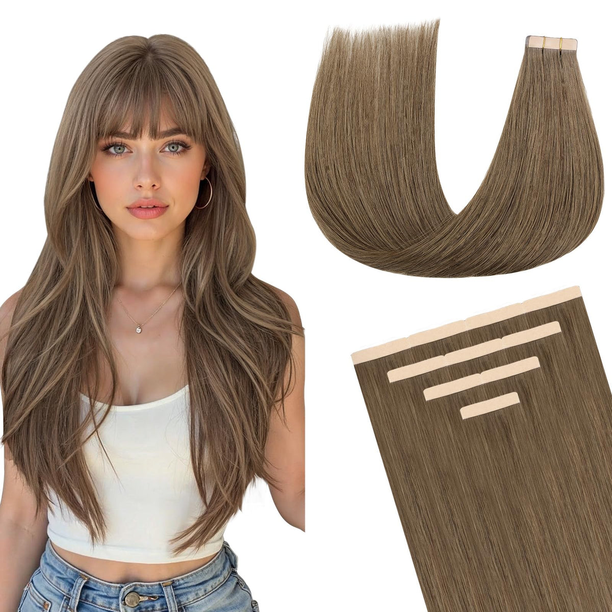 DOORES Tape in Hair Extensions pack front view