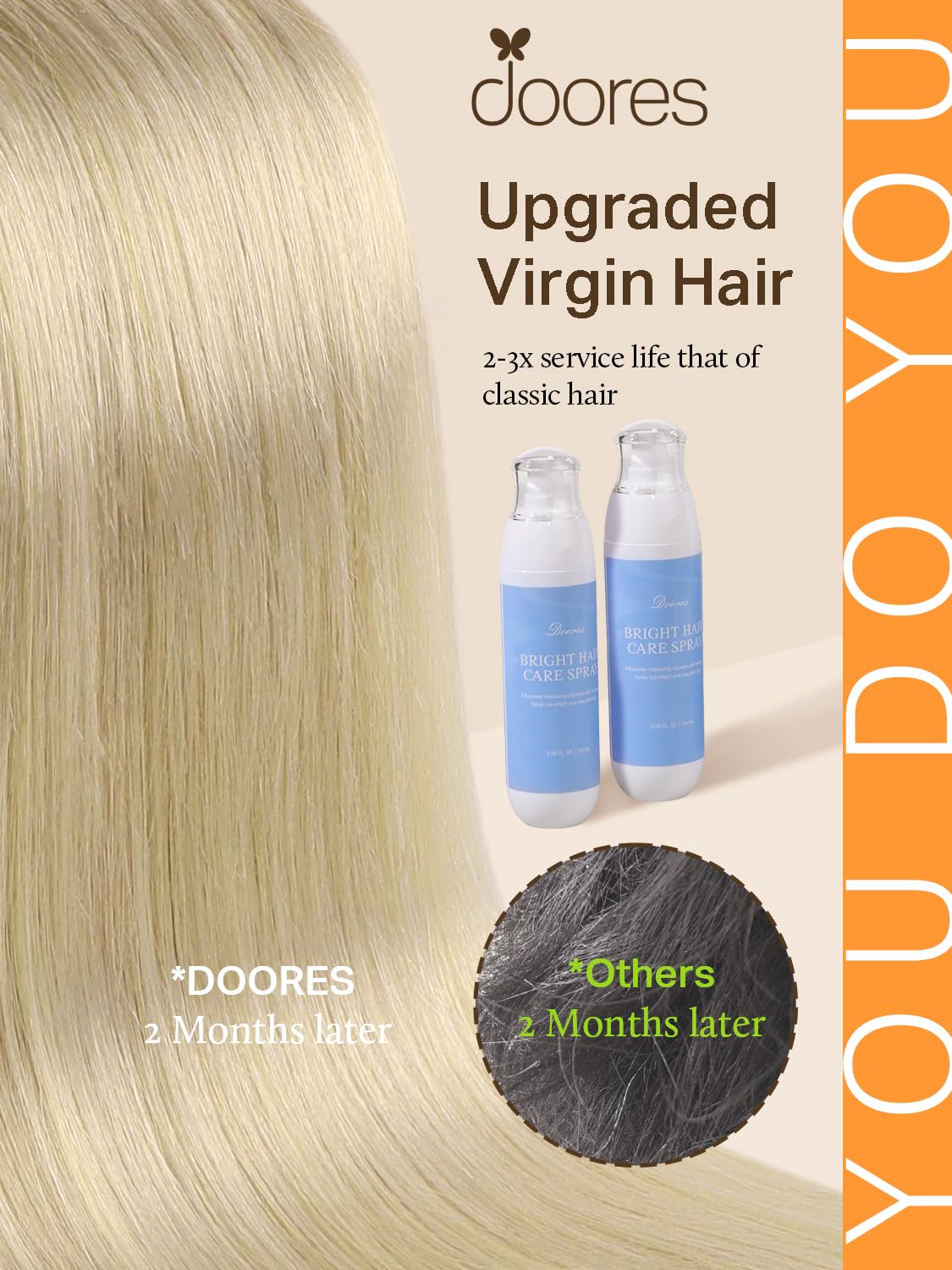 DOORES Tape in Hair Extensions pack with 20 pieces