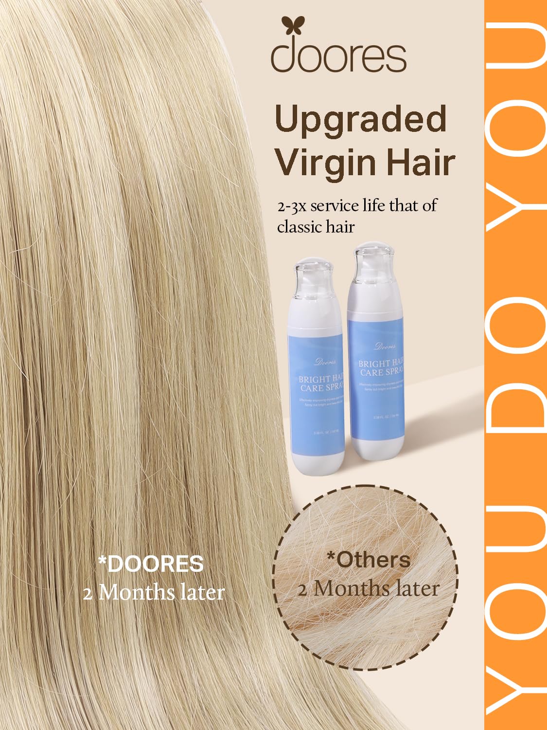 DOORES Tape in Hair Extensions packaging showing 20 pieces
