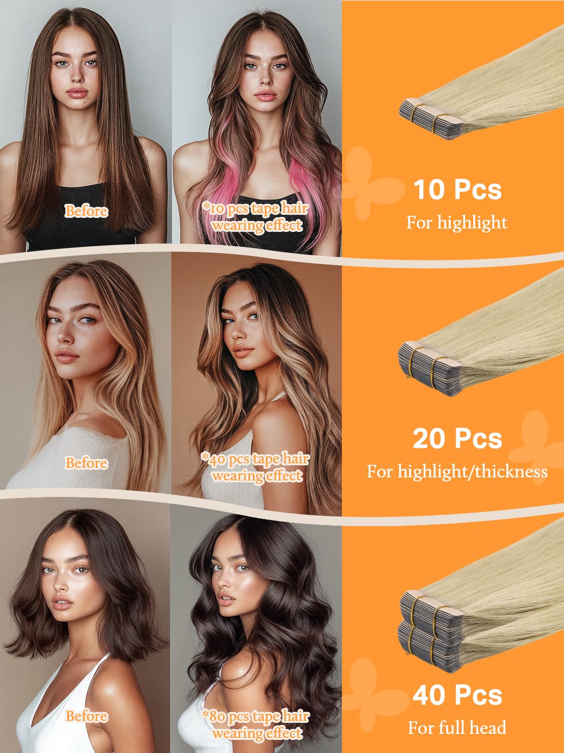 DOORES Tape in Hair Extensions packaging with instructions