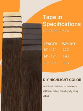 DOORES Tape in Hair Extensions showing different lengths