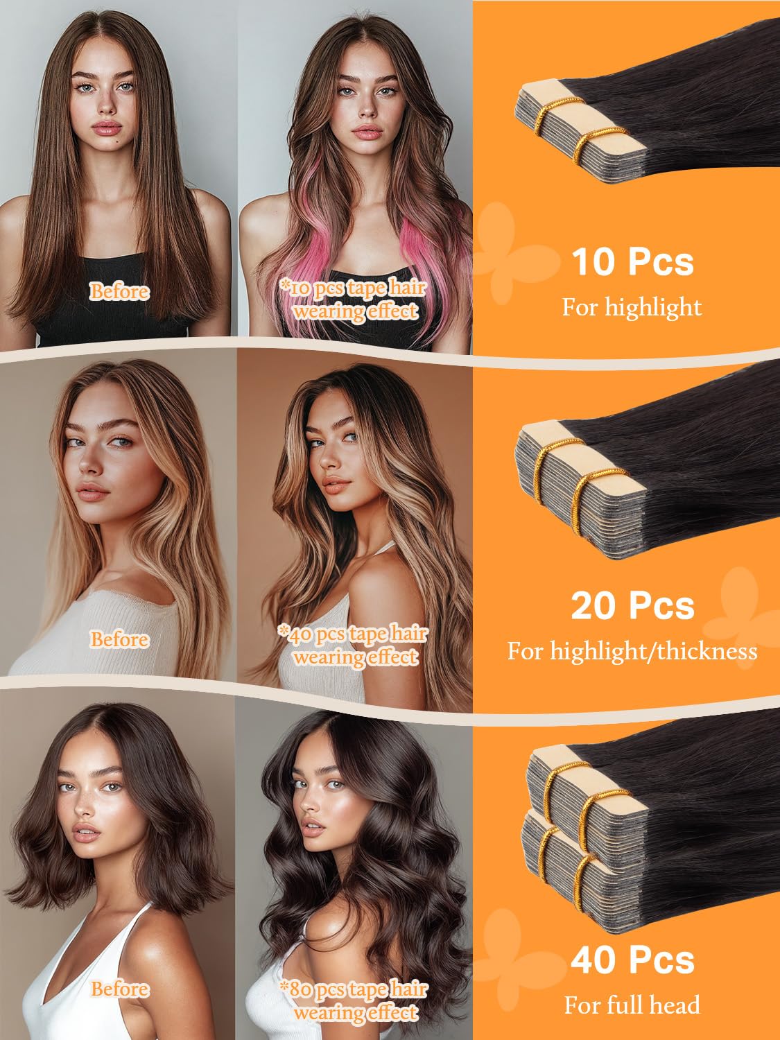 DOORES Tape in Hair Extensions showing installation process