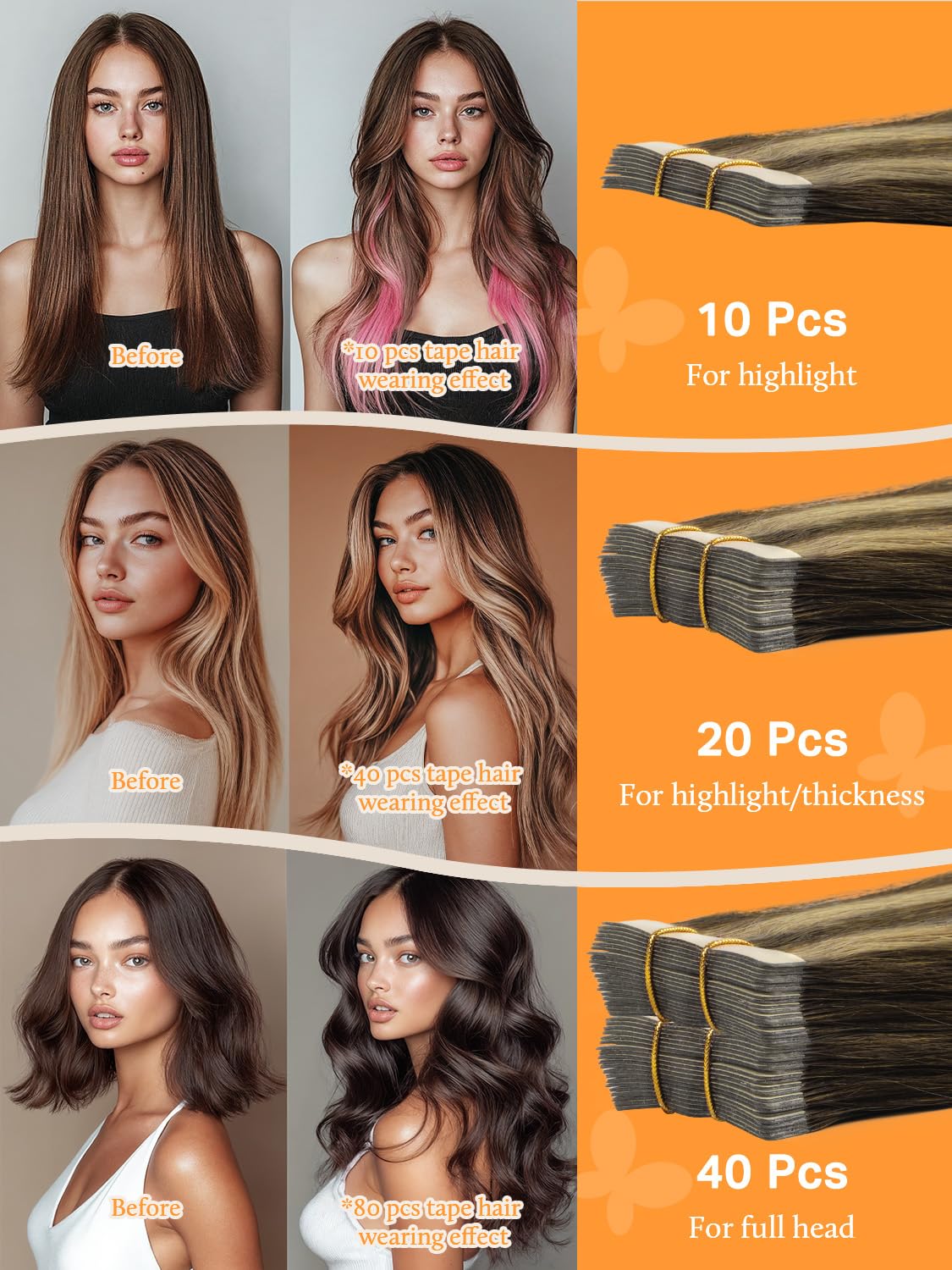 DOORES Tape in Hair Extensions showing invisible tape detail