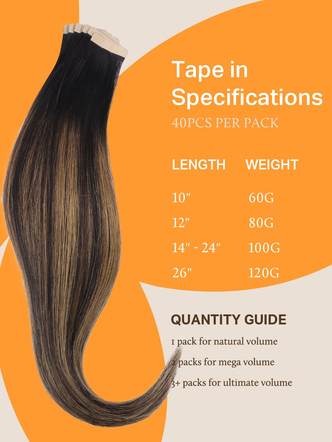 DOORES Tape in Hair Extensions showing length options