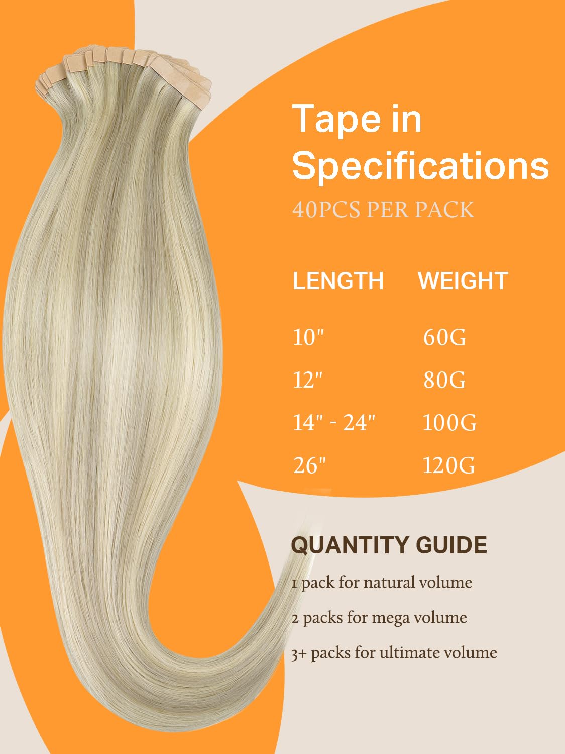 DOORES Tape in Hair Extensions showing length options