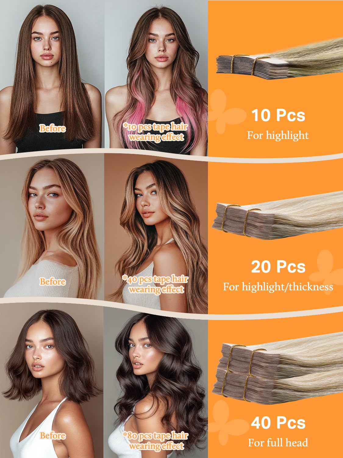 DOORES Tape in Hair Extensions showing soft texture