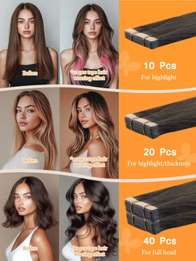 DOORES Tape in Hair Extensions showing texture