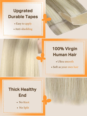 DOORES Tape in Hair Extensions showing various available colours