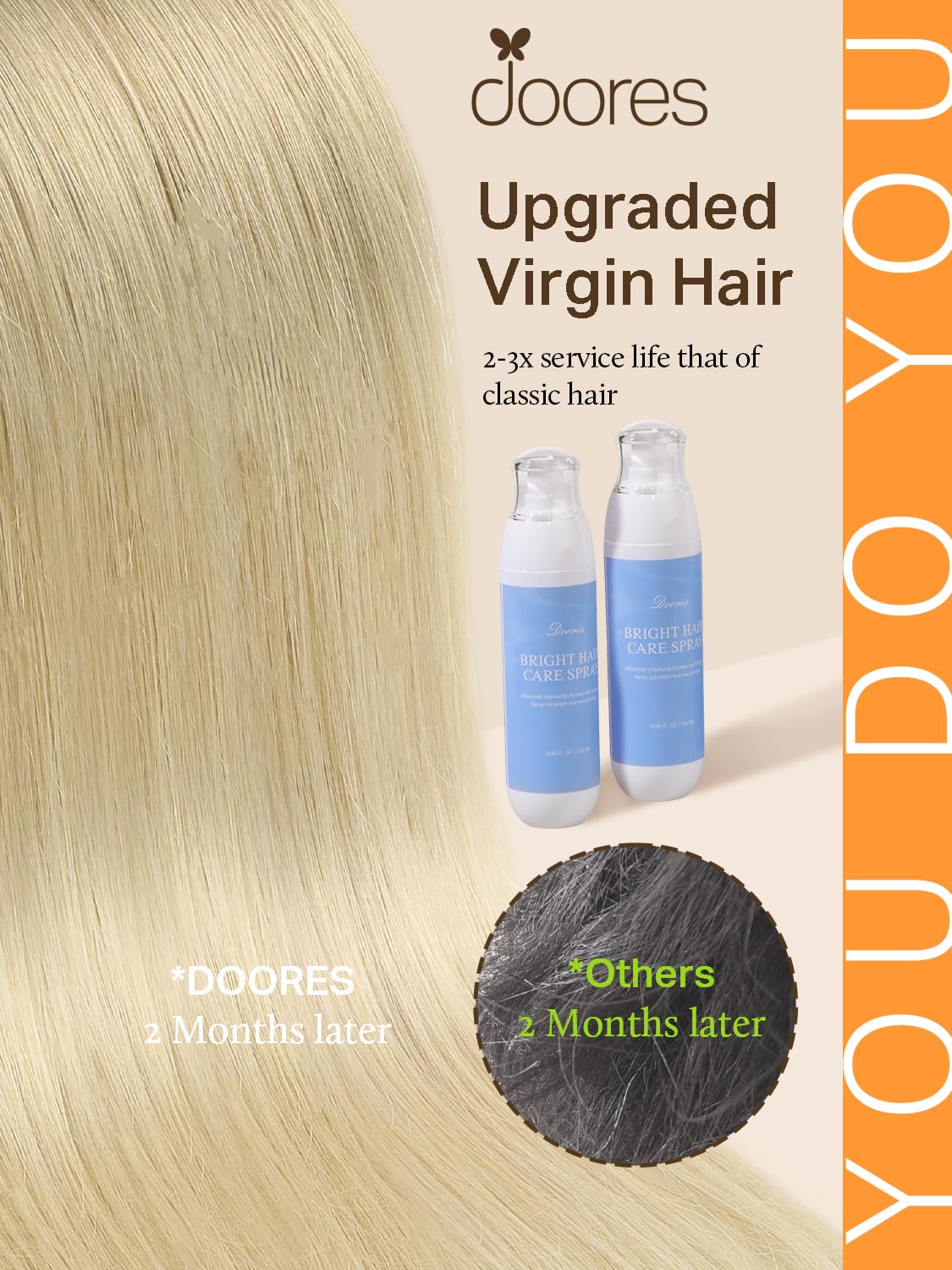 DOORES Tape in Hair Extensions showing various lengths