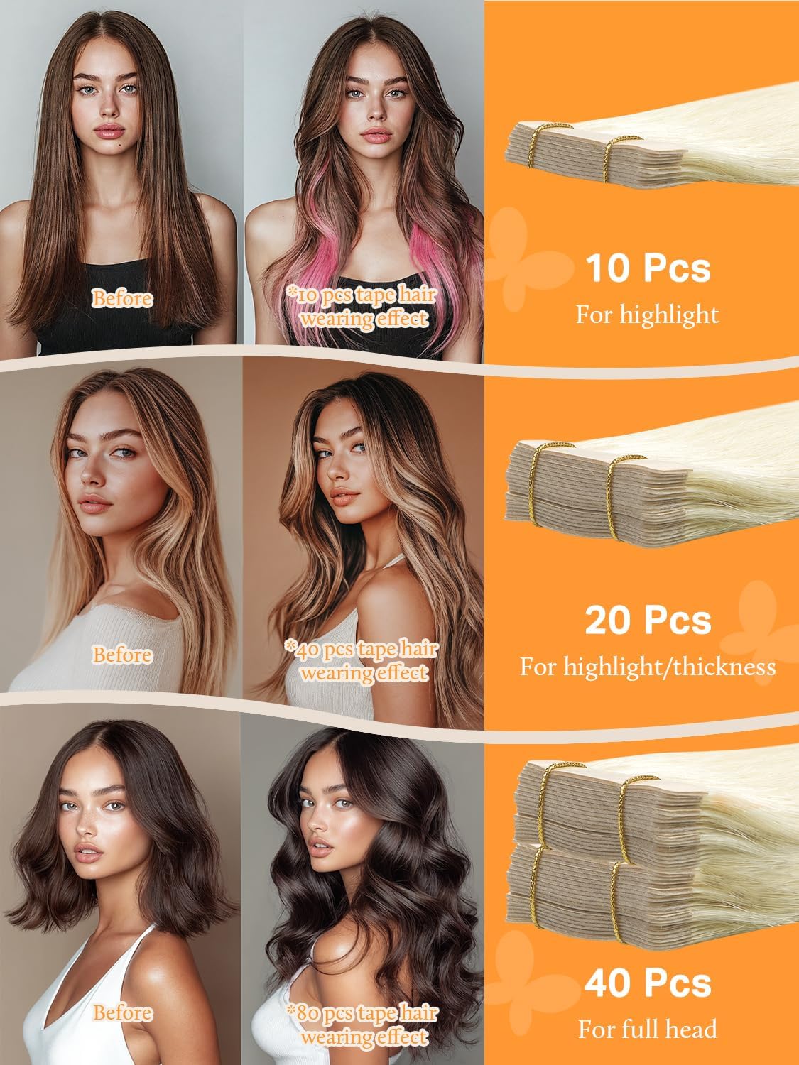 DOORES Tape in Hair Extensions styled in long hair