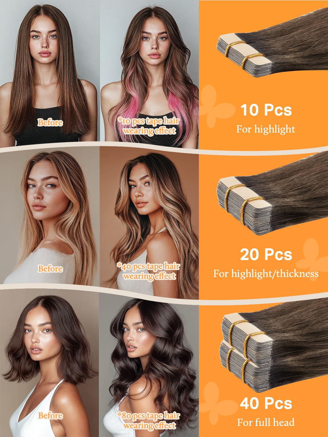 DOORES Tape in Hair Extensions texture and shine detail